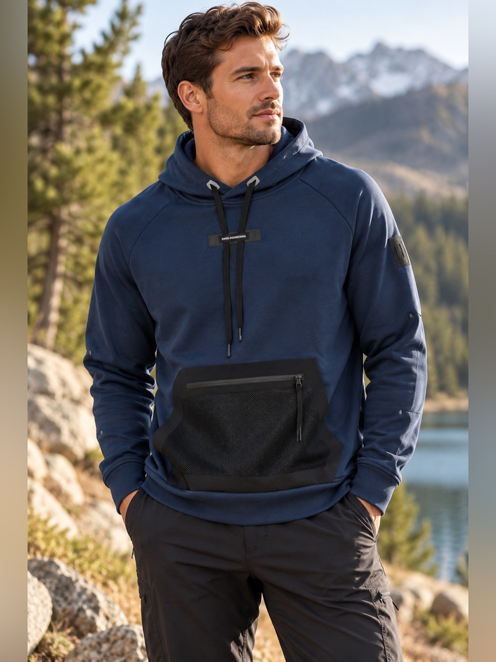 On running tech hoodie navy blue black XL